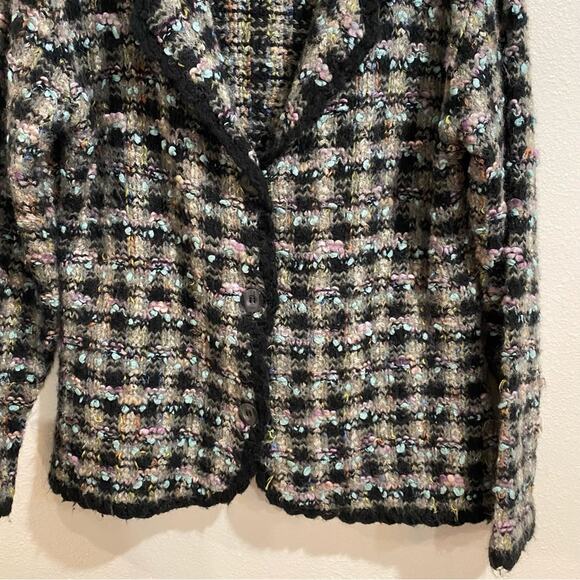 Dress Barn Black Lightweight Plaid Tweed Blazer Sz L - Picture 3 of 10